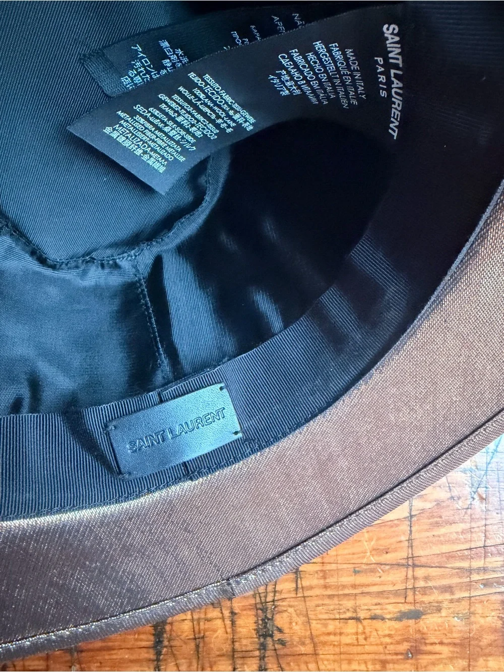 Saint Laurent Metallic Gold Wool & Silk Fedora Hat Size Medium Italy Retail $895